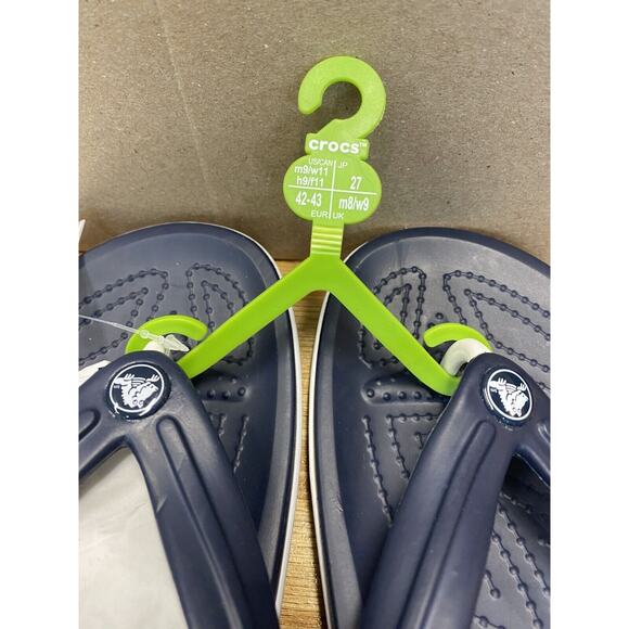 Crocs Crocband Flip Flop Men's 11 Blue Logo Flat Heel Comfort Walking Sandals - Picture 2 of 4